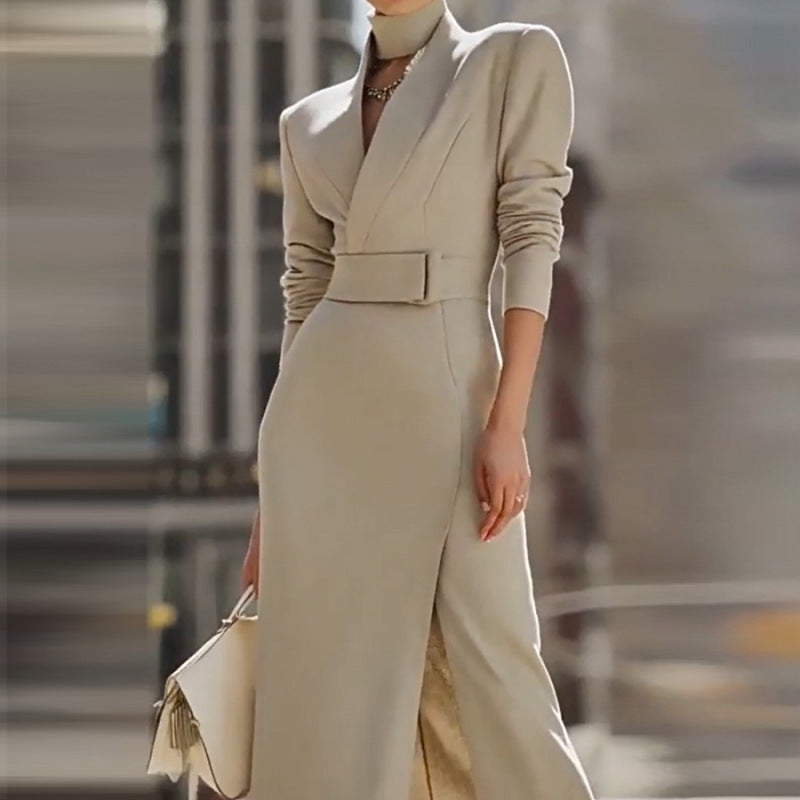 Triplechic™ Elegant V-Neck Slit Dress