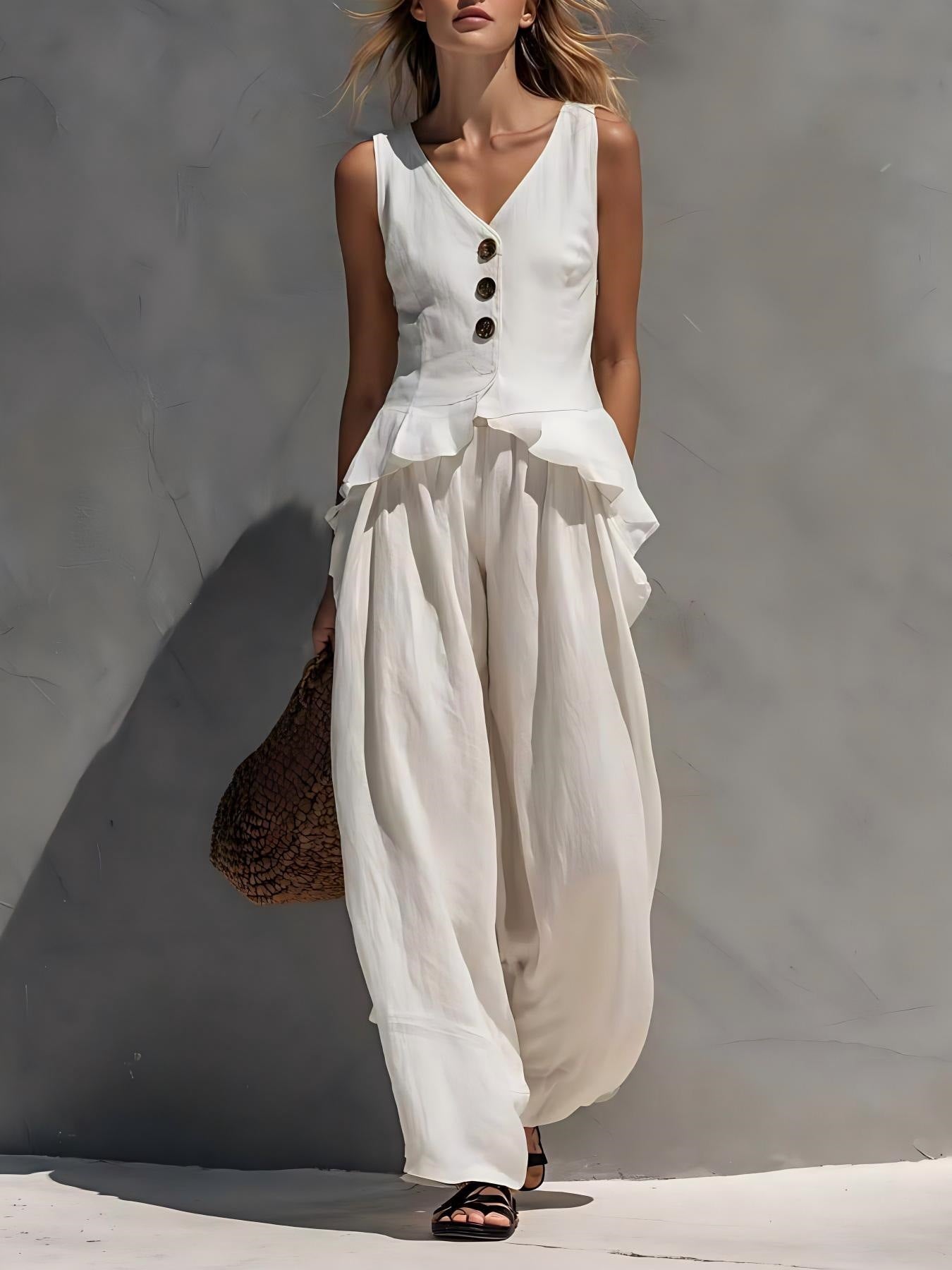 Triplechic™ VRuffle Flow Wide-Leg Set