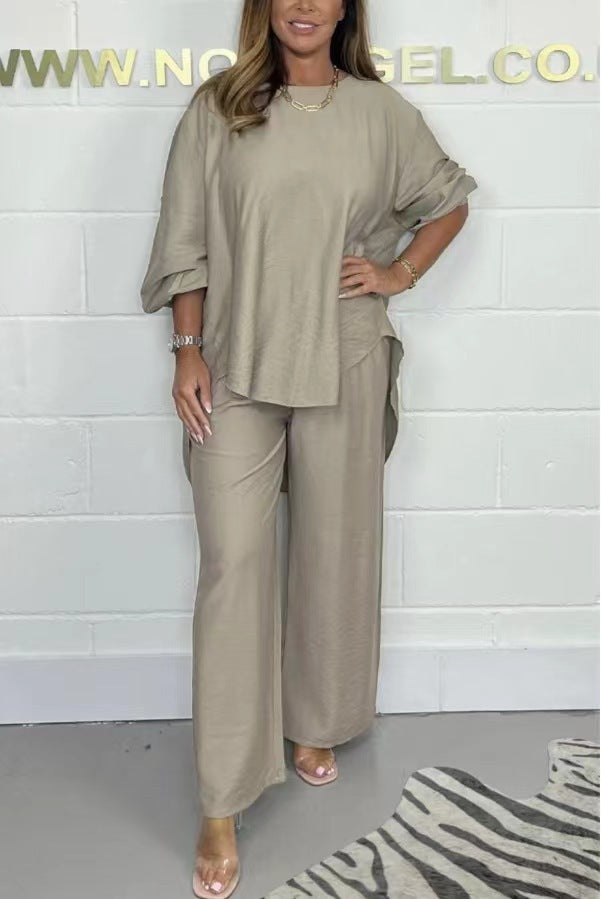 Triplechic™ Long Sleeve High-Waisted Wide-Leg Pants Set