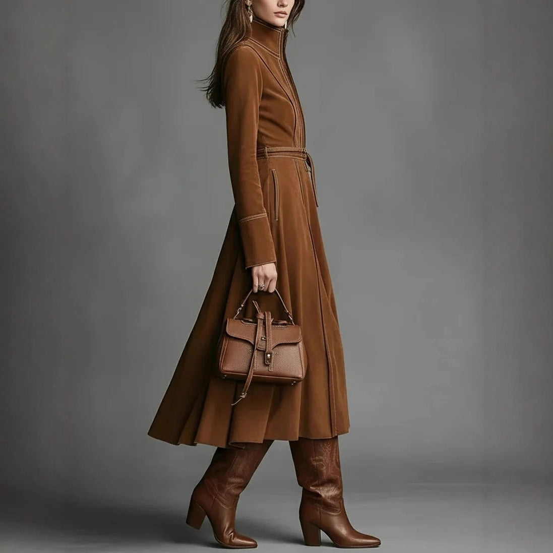 Triplechic™ Retro Suede A-Line Dress