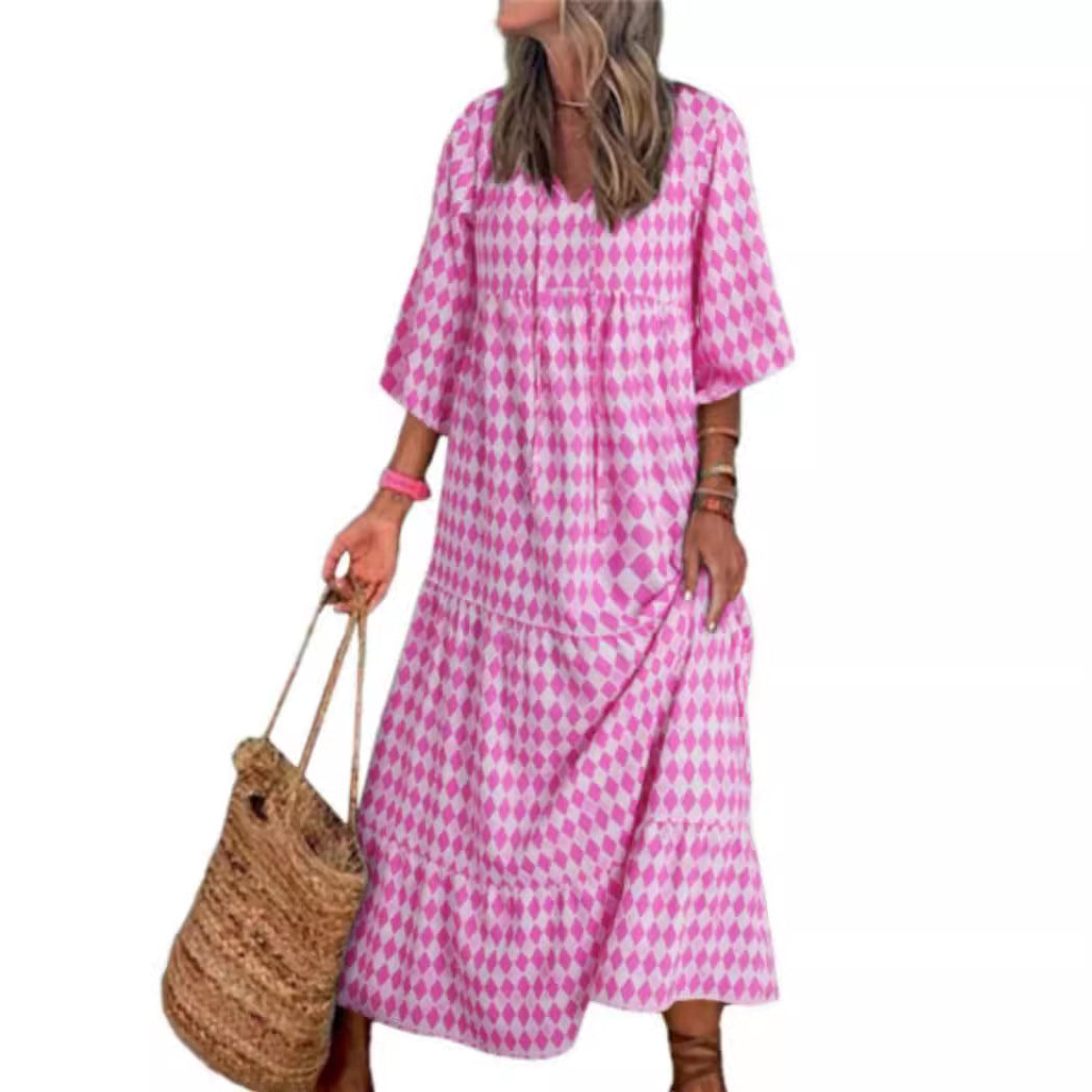 Triplechic™ Elegantes Boho-Maxikleid mit Puffärmeln und Blumenmuster