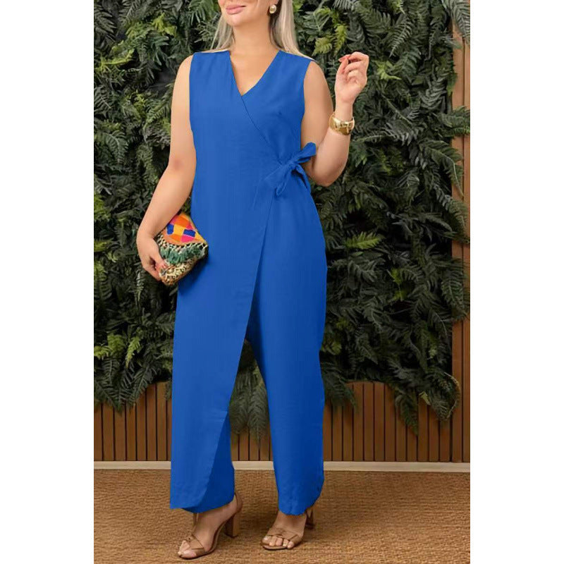 Triplechic™ V-Neck Tie-Waist Jumpsuit