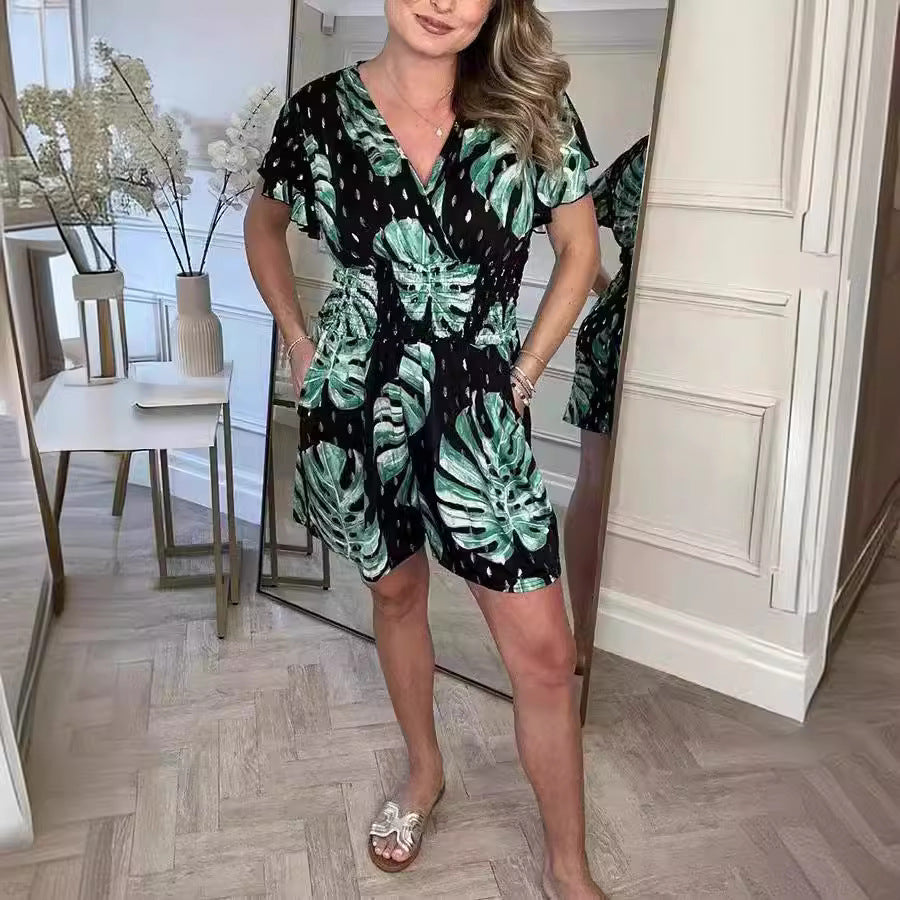 Triplechic™ Botanical Bloom Elastic Waist Jumpsuit
