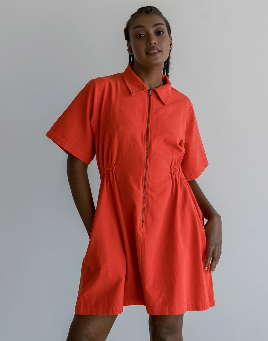Triplechic™ – Gerafftes Utility-Kleid mit Reißverschluss