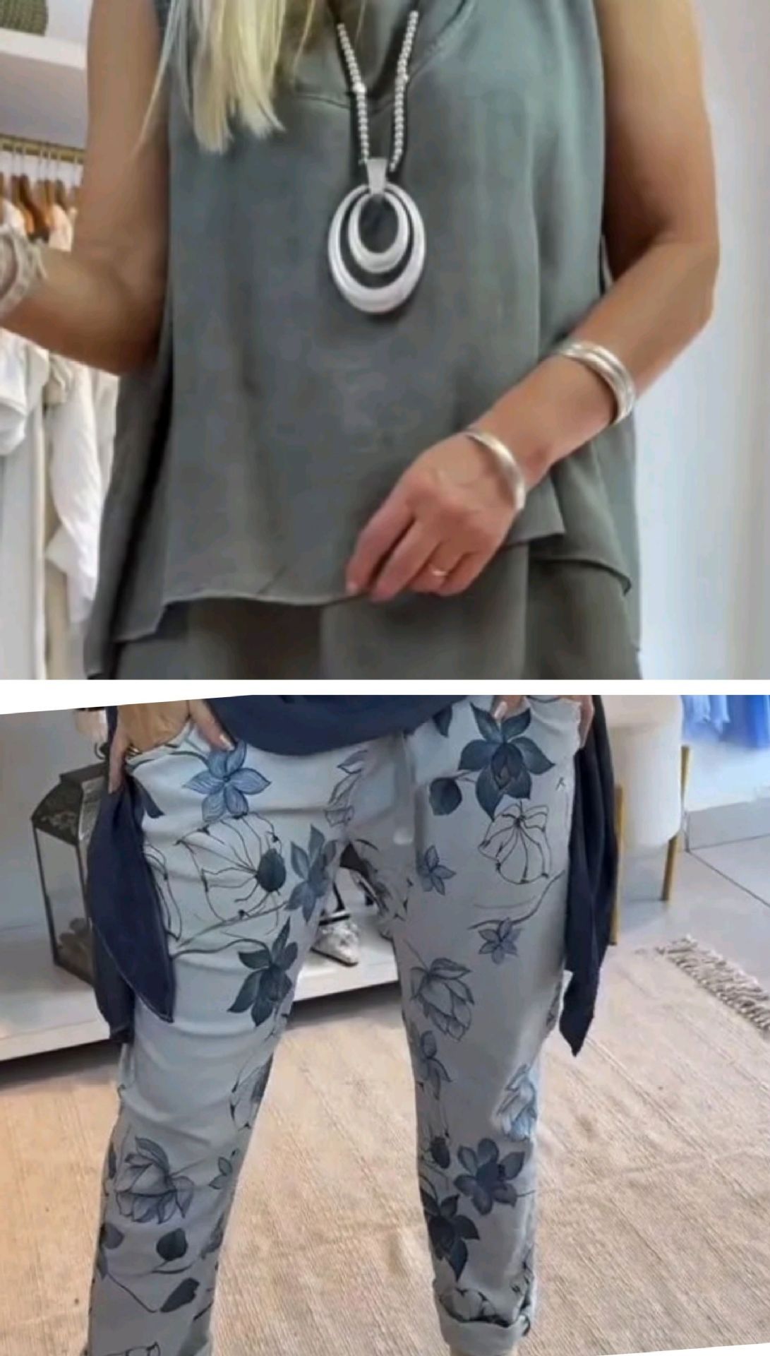Triplechic™ Two-Piece Set – Sleeveless Top & Printed Pants