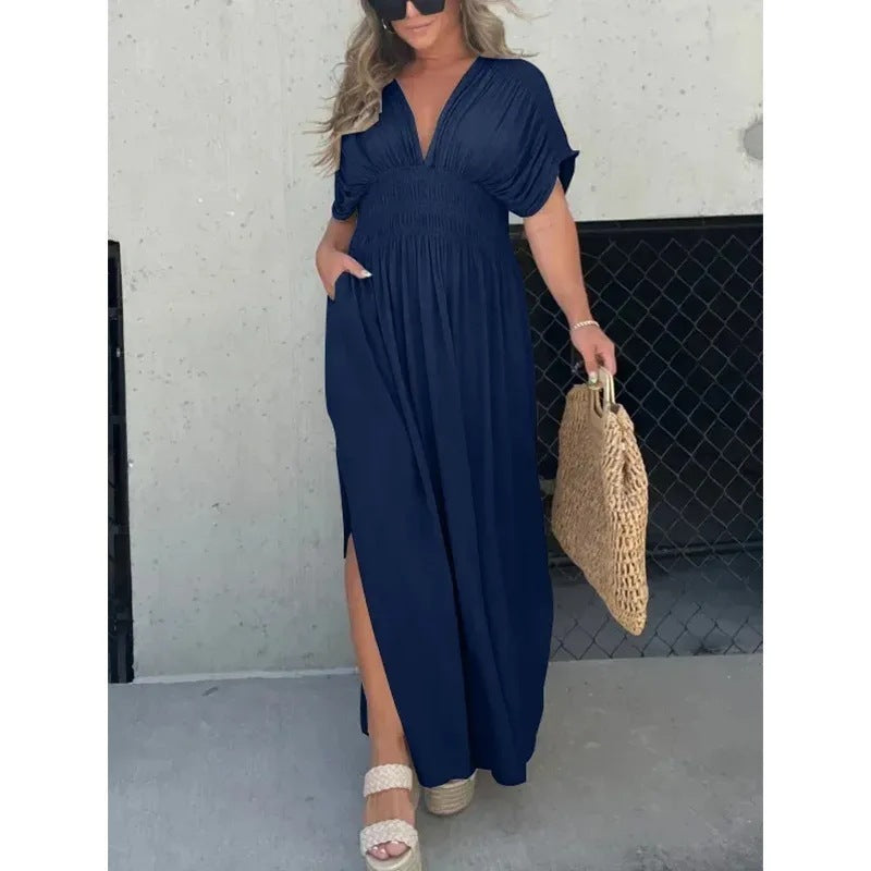 Triplechic™ V-Neck Slit Maxi Dress