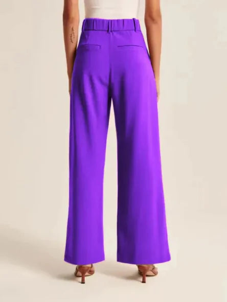 High Waist Wide Leg Pants with Belt – Women's Casual Suit Trousers