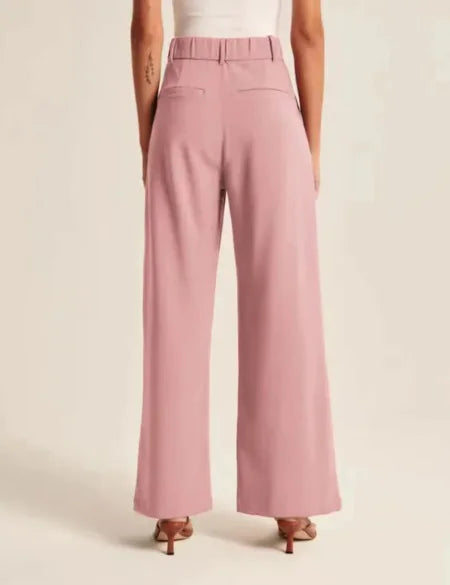High Waist Wide Leg Pants with Belt – Women's Casual Suit Trousers
