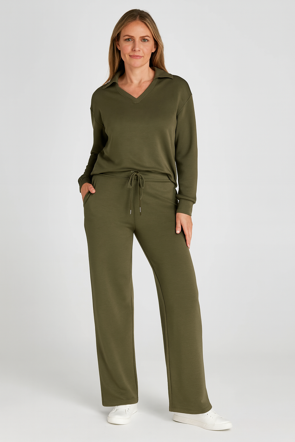 Triplechic™ V-Neck Drawstring Lounge Set