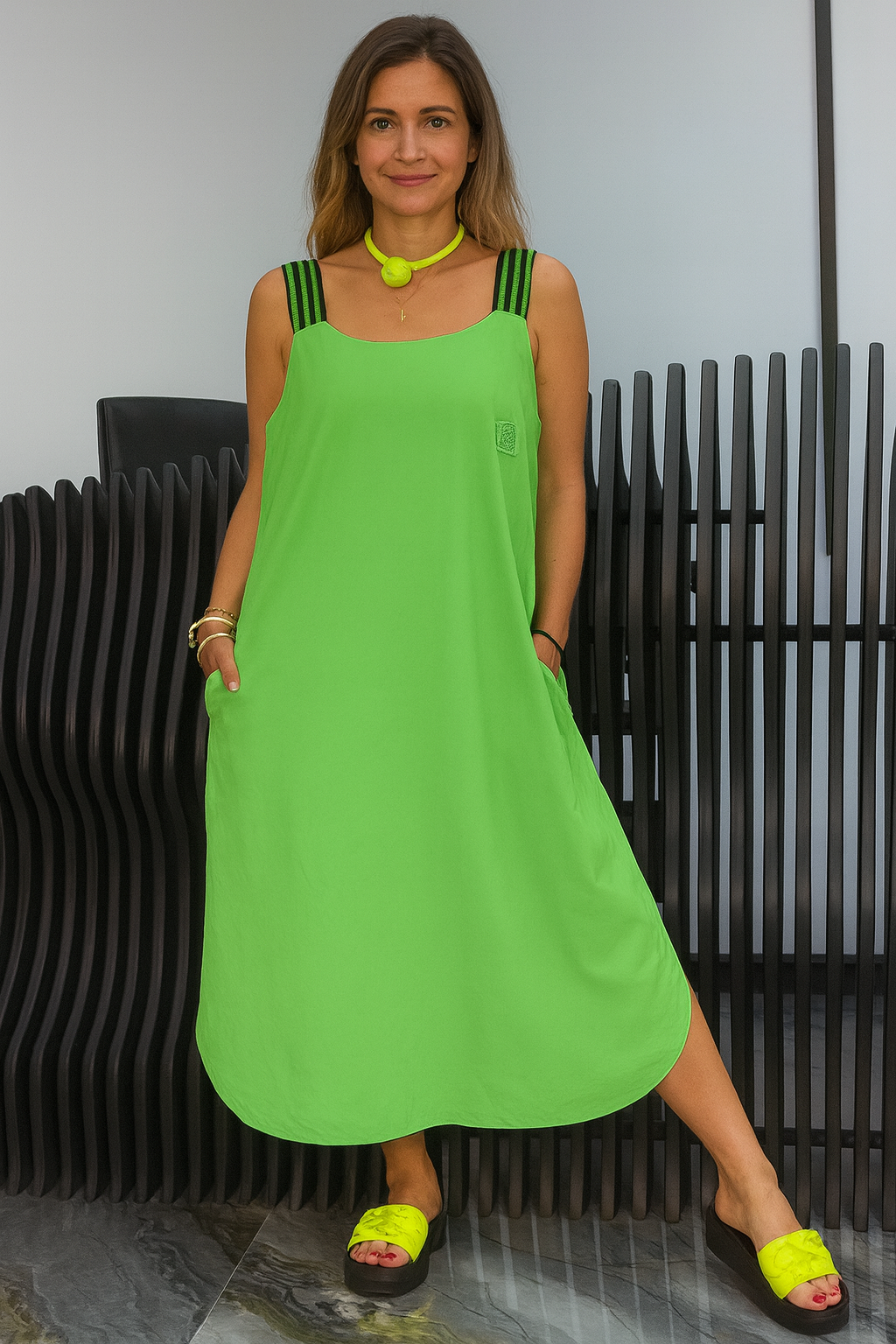 Triplechic™ Striped Sleeveless Strap Dress