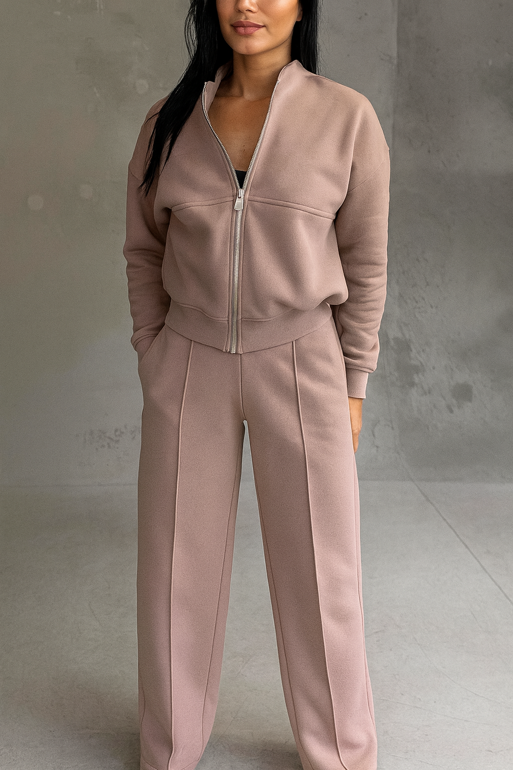 Triplechic™ Zip-Up Jacket & Wide-Leg Pants Set