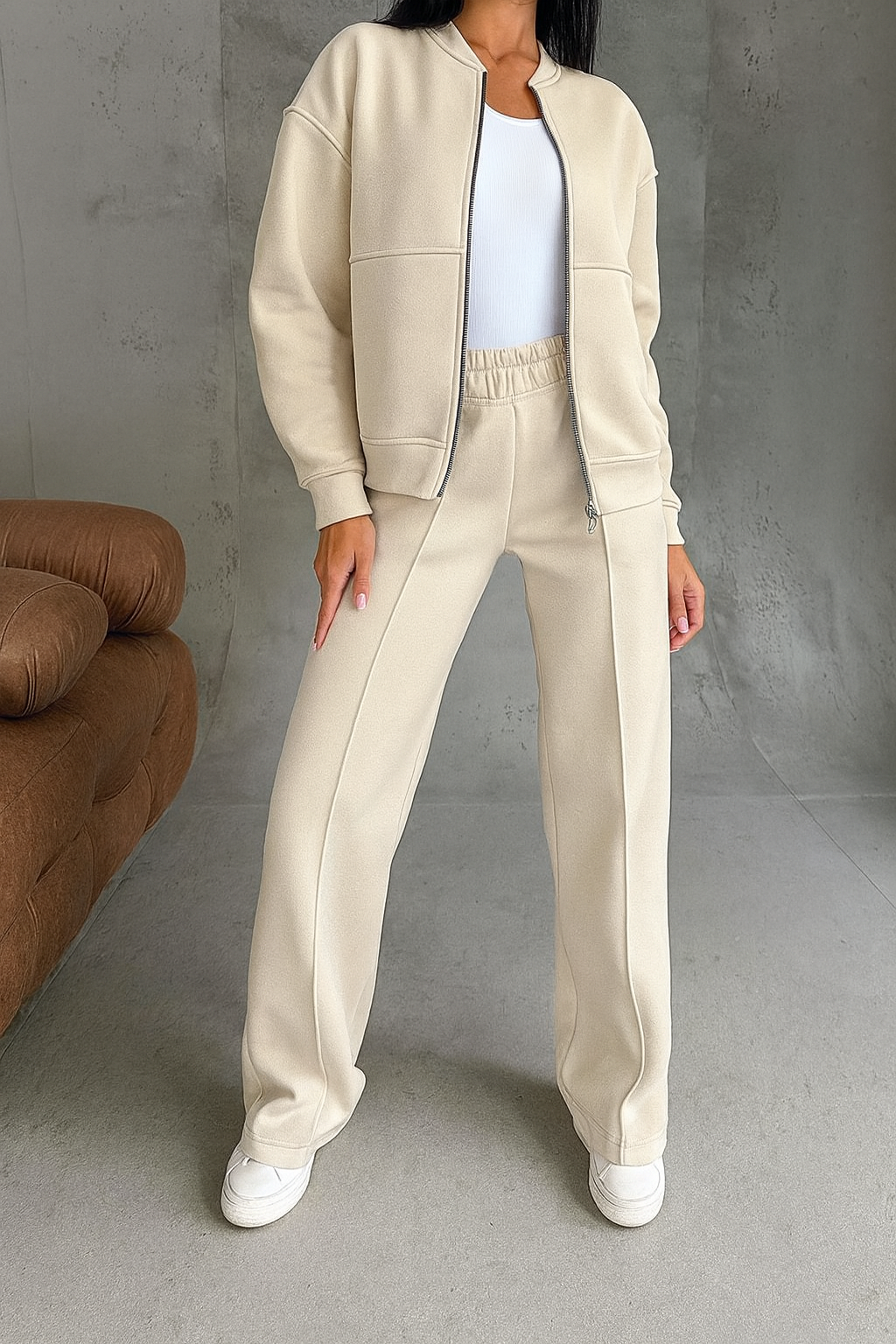 Triplechic™ Zip-Up Jacket & Wide-Leg Pants Set