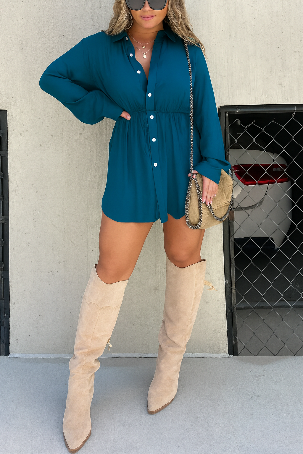 Triplechic™ Button-Up Shirt Romper