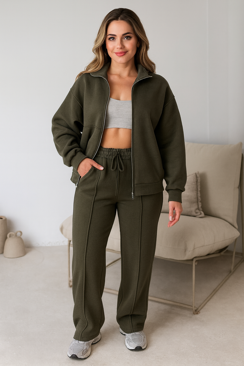 Triplechic™ Zip-Up Sweater & Trousers Set