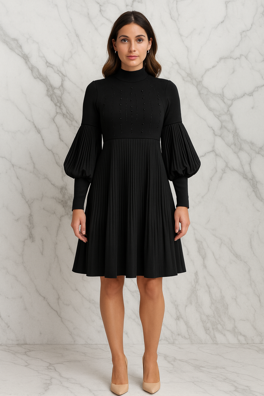 Triplechic™ Oversized Lantern Knit Dress