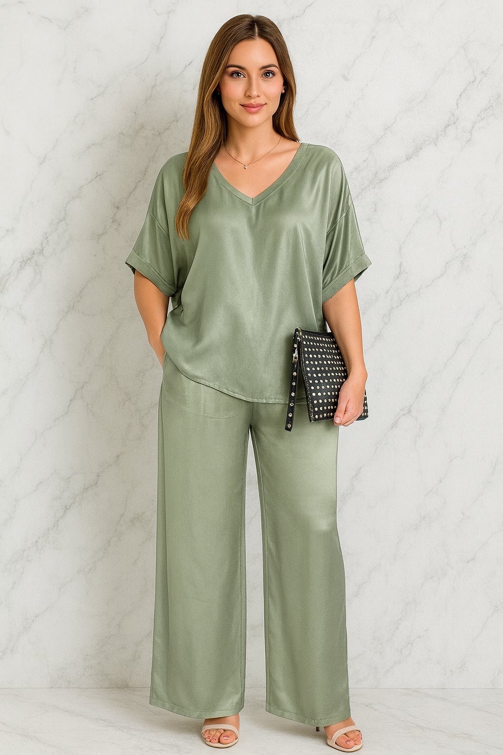 Triplechic™ Effortless V-Neck Wide-Leg Set