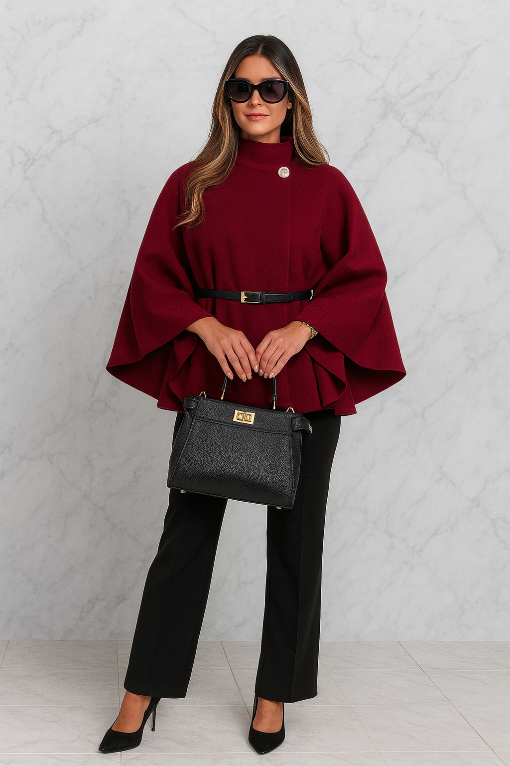 Triplechic™ Belted Cloak Sweater