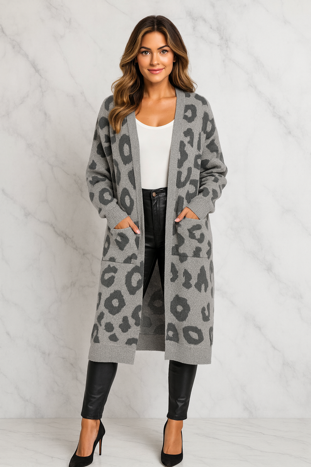 Triplechic™ Mixed-Print Sweater Coat