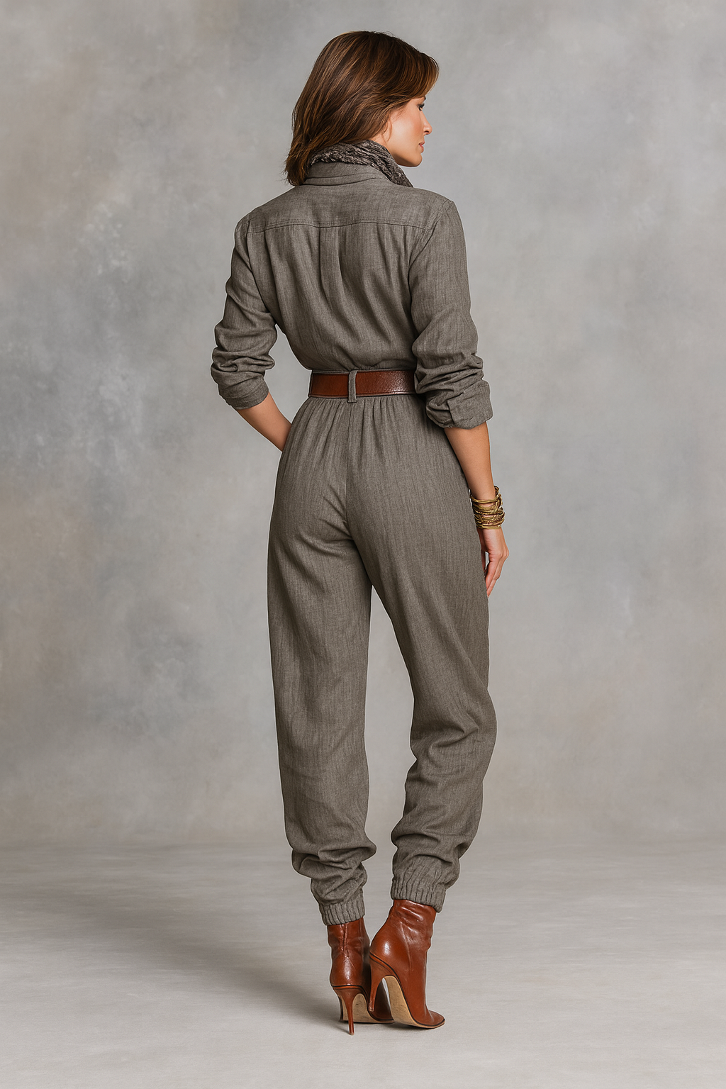 Triplechic™ Long Sleeve Lapel Jumpsuit