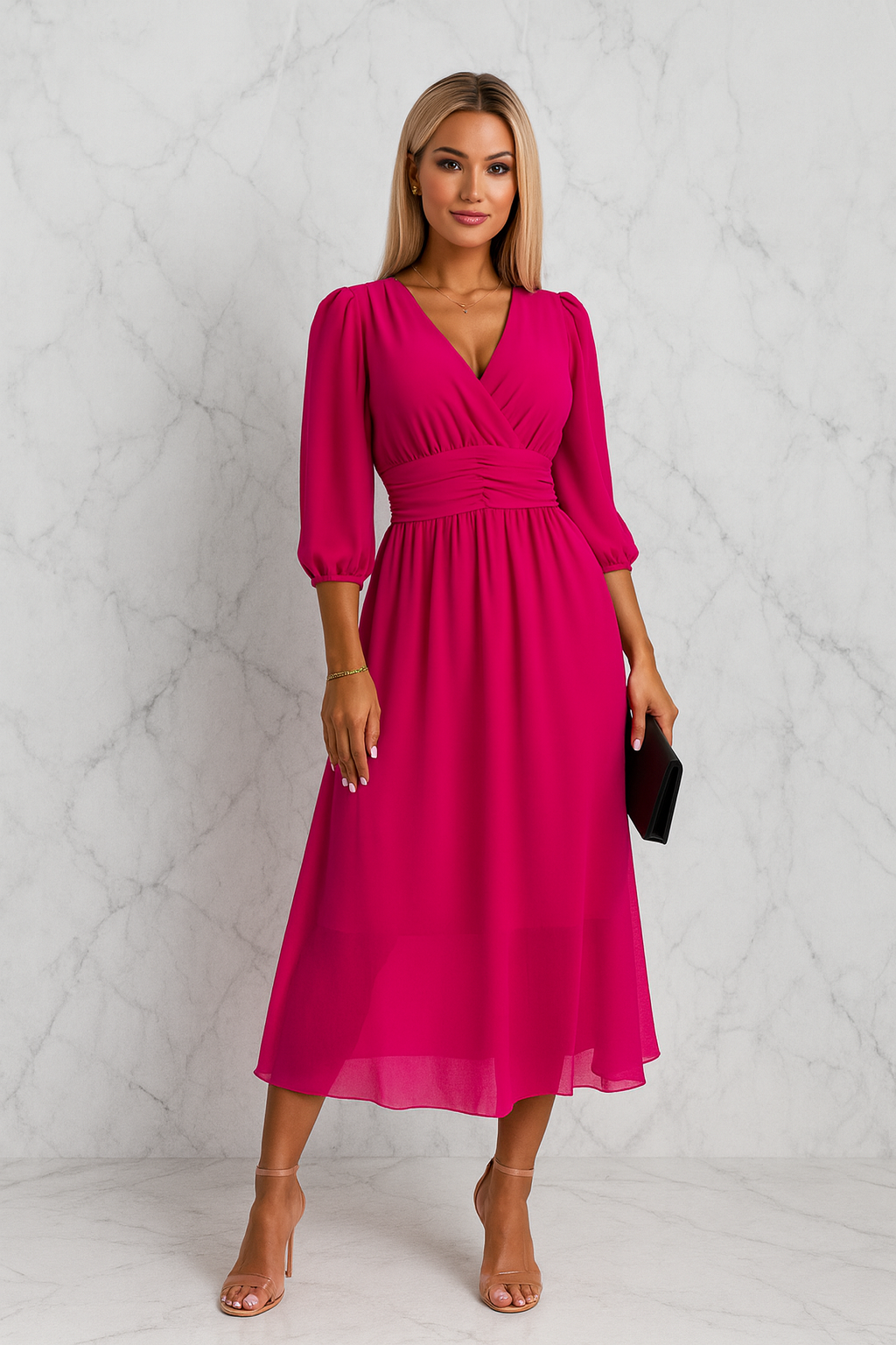 Triplechic™ V-Neck Chiffon Elegance Dress