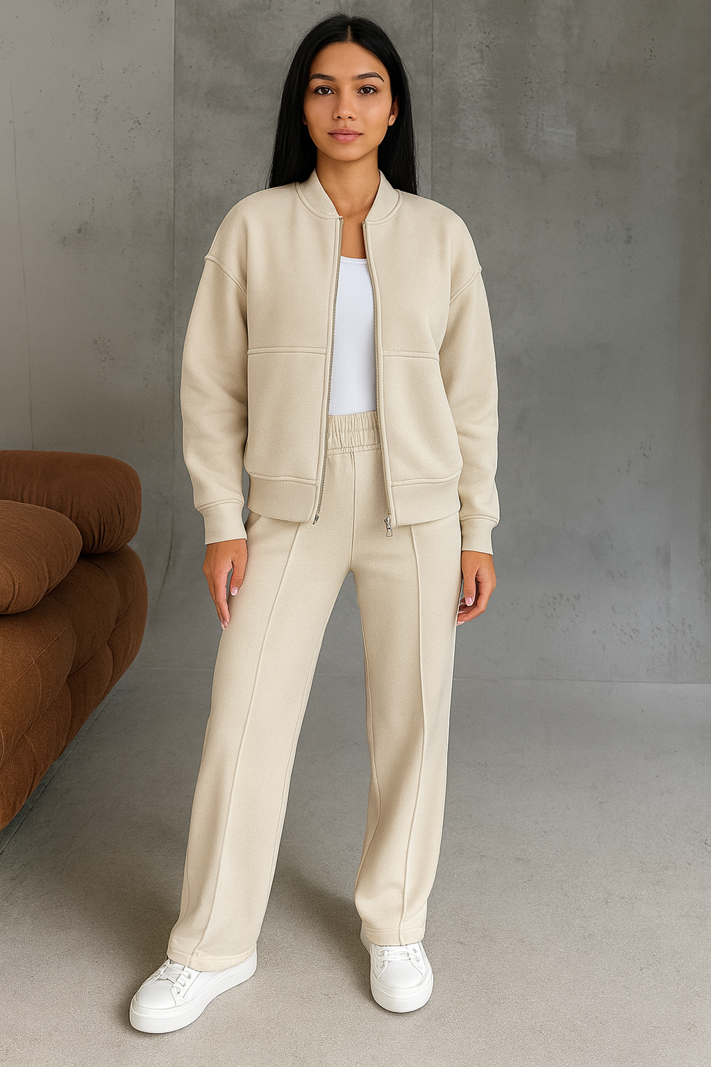 Triplechic™ Zip-Up Jacket & Wide-Leg Pants Set