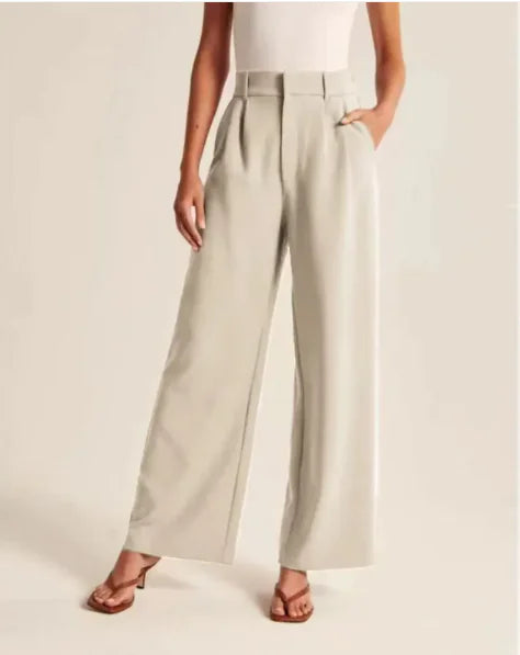 High Waist Wide Leg Pants with Belt – Women's Casual Suit Trousers