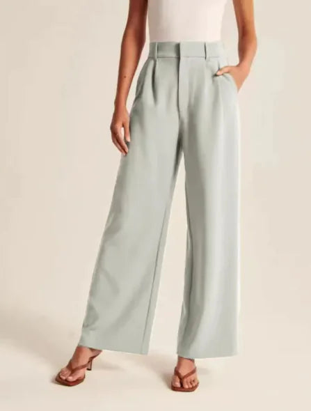 High Waist Wide Leg Pants with Belt – Women's Casual Suit Trousers