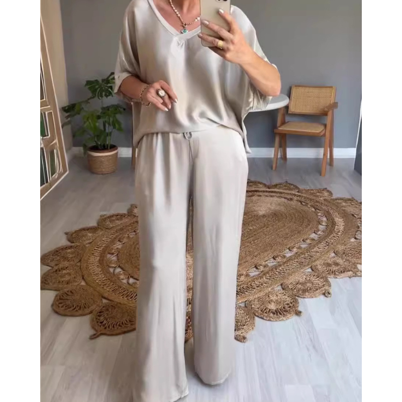 Triplechic™ Loose Satin Top & Pants Set