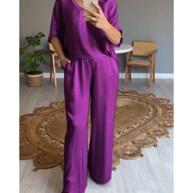 Triplechic™ Loose Satin Top & Pants Set