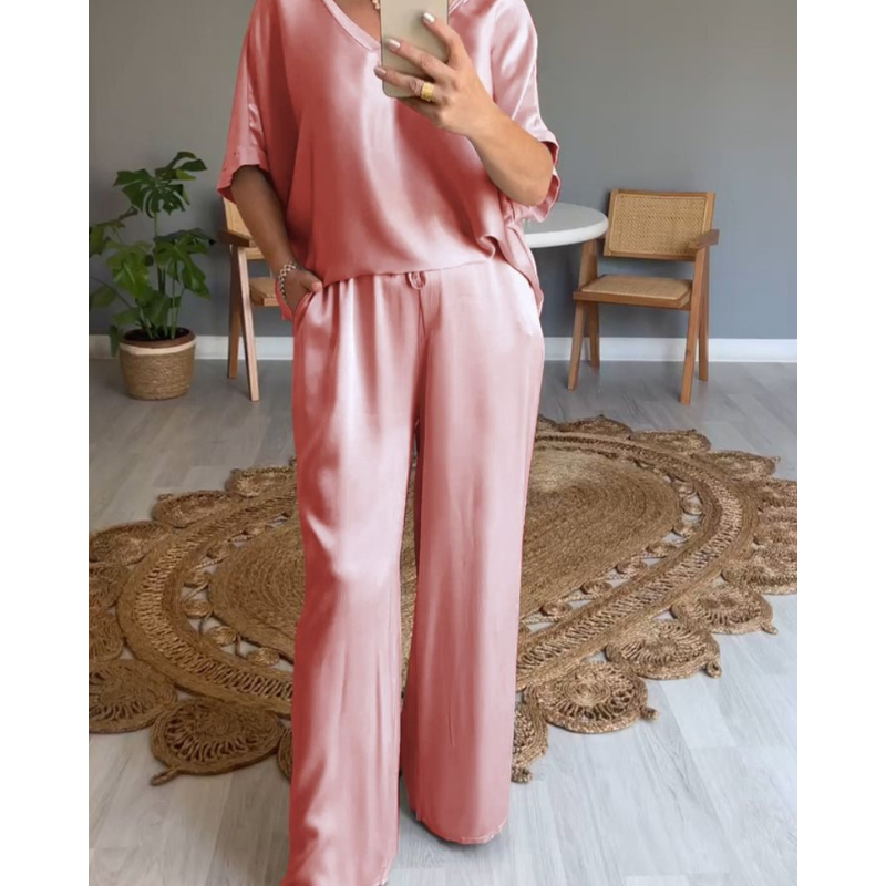 Triplechic™ Loose Satin Top & Pants Set