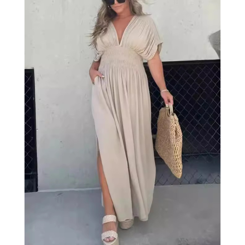 Triplechic™ V-Neck Slit Maxi Dress