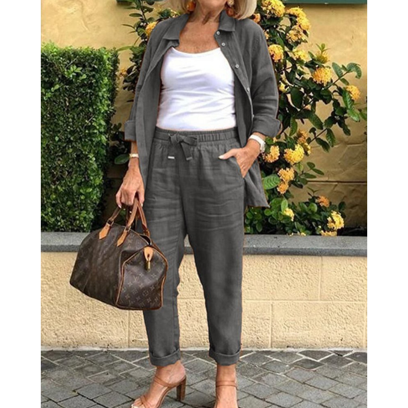 Triplechic™ Retro Cotton-Linen Pants Set