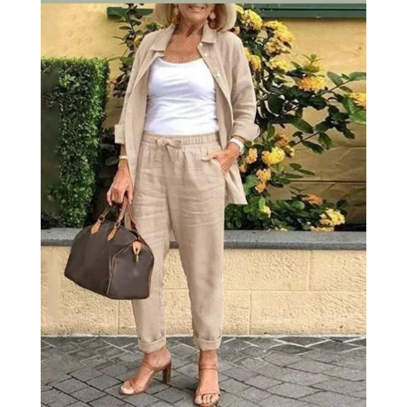 Triplechic™ Retro Cotton-Linen Pants Set