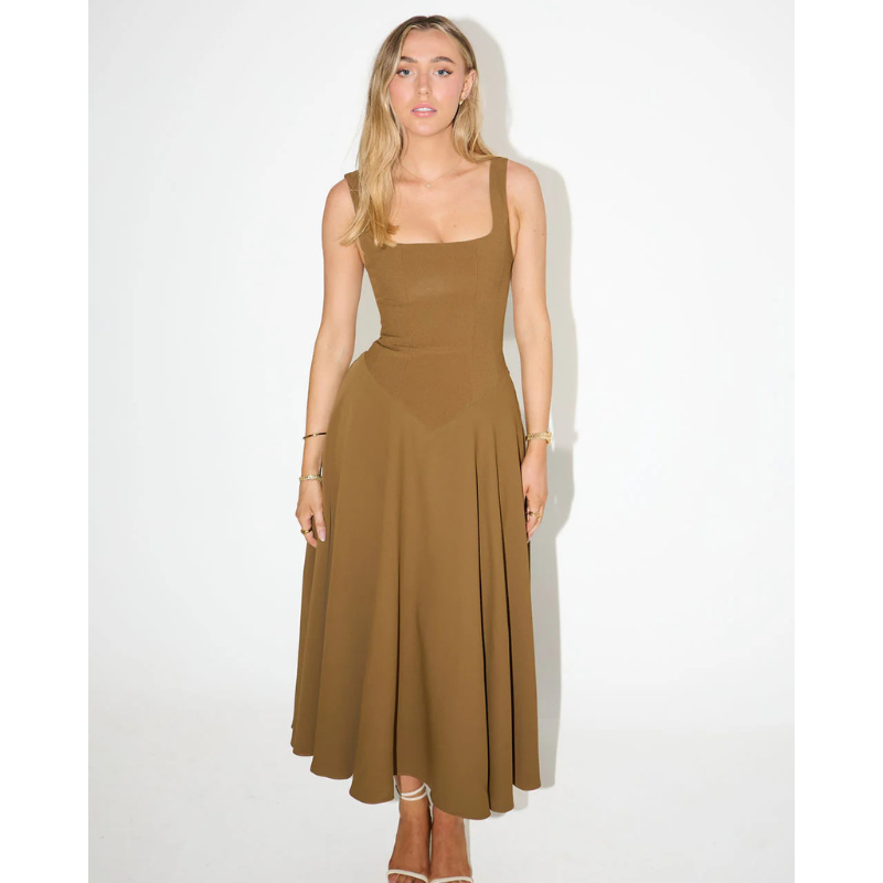 Triplechic™ Muse Square-Neck Midi Dress