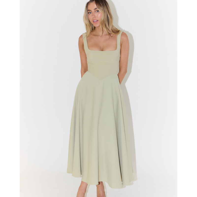 Triplechic™ Muse Square-Neck Midi Dress