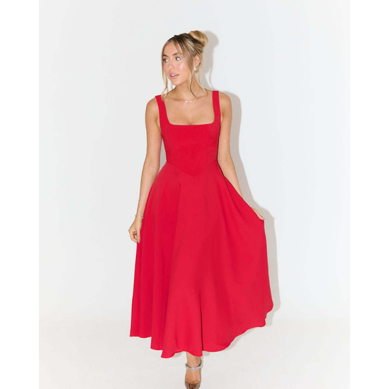 Triplechic™ Muse Square-Neck Midi Dress