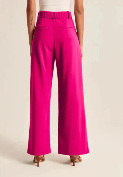 High Waist Wide Leg Pants with Belt – Women's Casual Suit Trousers