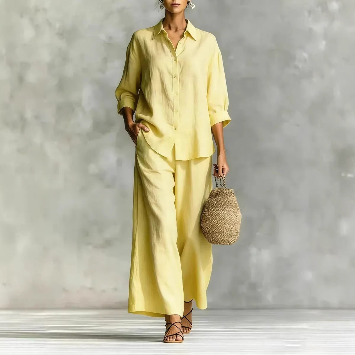 Triplechic™ LinenContour Wide-Leg Suit