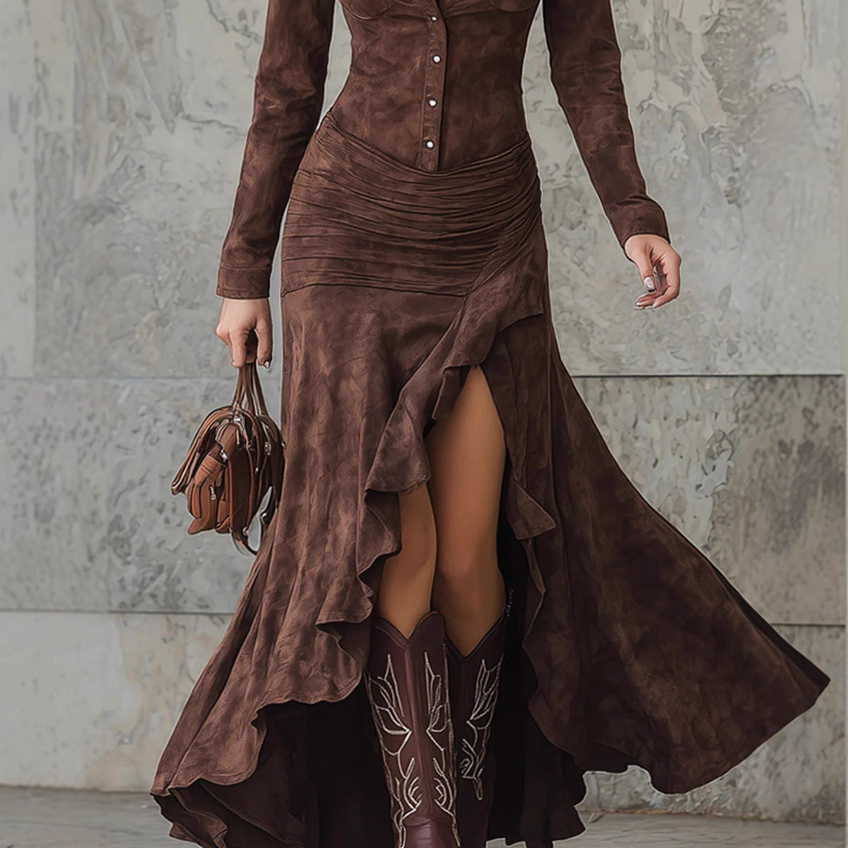 Triplechic™ Slim-Fit Split Zipper Dress