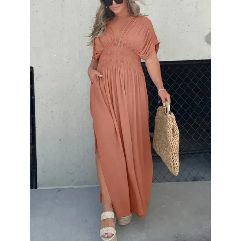 Triplechic™ V-Neck Slit Maxi Dress