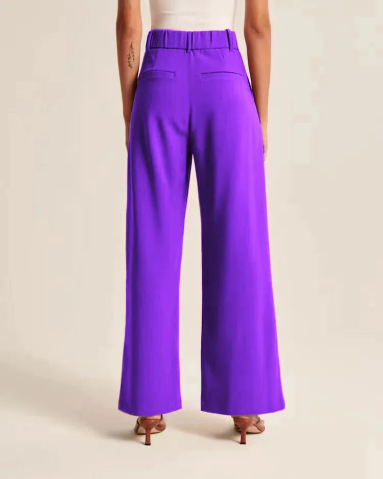 High Waist Wide Leg Pants with Belt – Women's Casual Suit Trousers