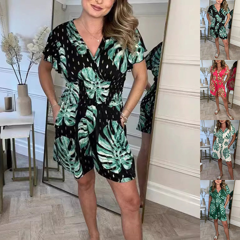 Triplechic™ Botanical Bloom Elastic Waist Jumpsuit