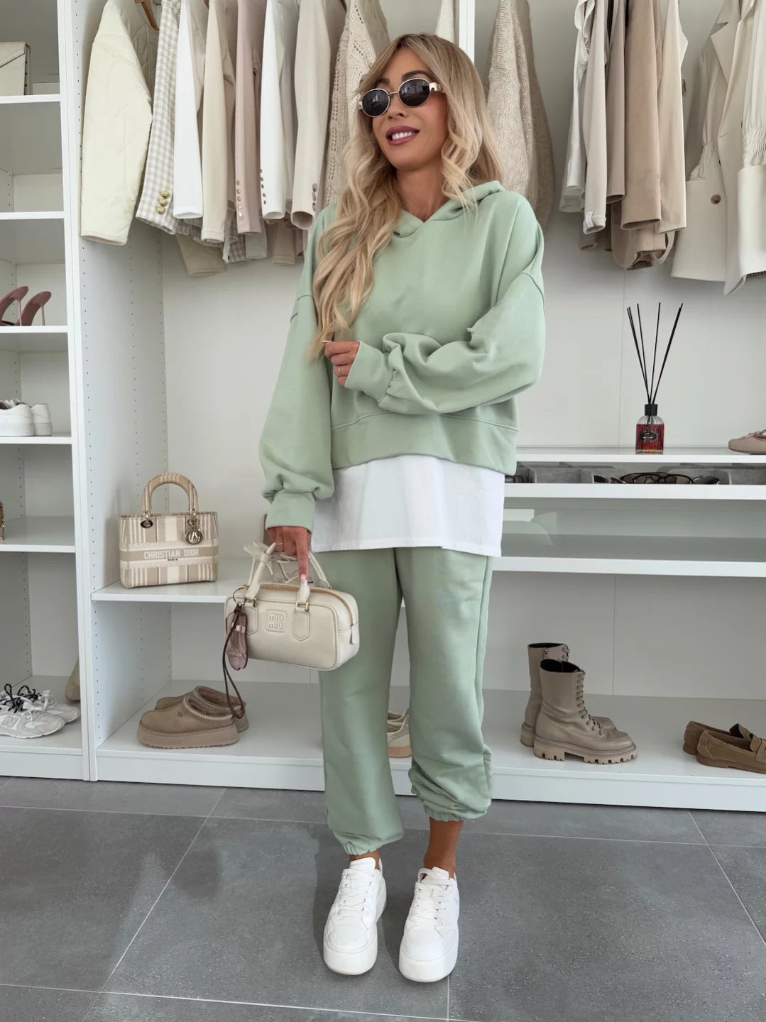 Triplechic™ Hooded Patchwork Casual Sweatshirt Set
