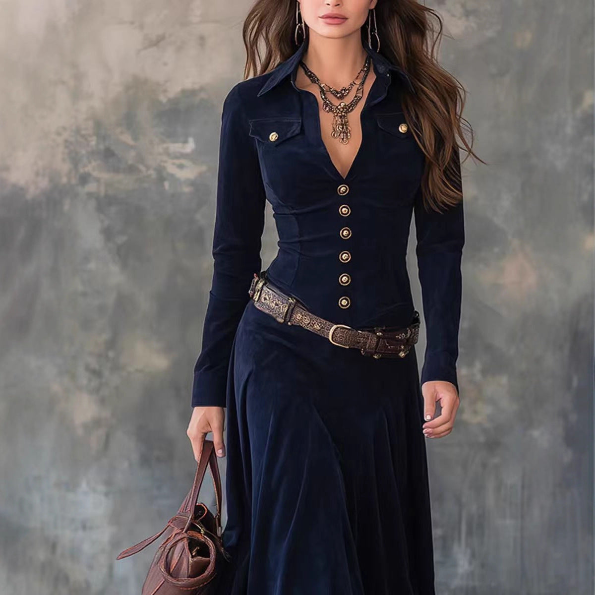 Triplechic™ Elegant V-Neck Long Dress