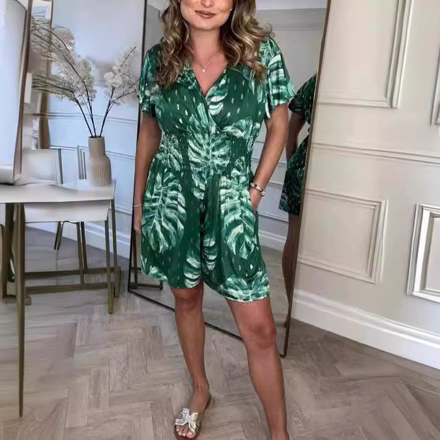 Triplechic™ Botanical Bloom Elastic Waist Jumpsuit