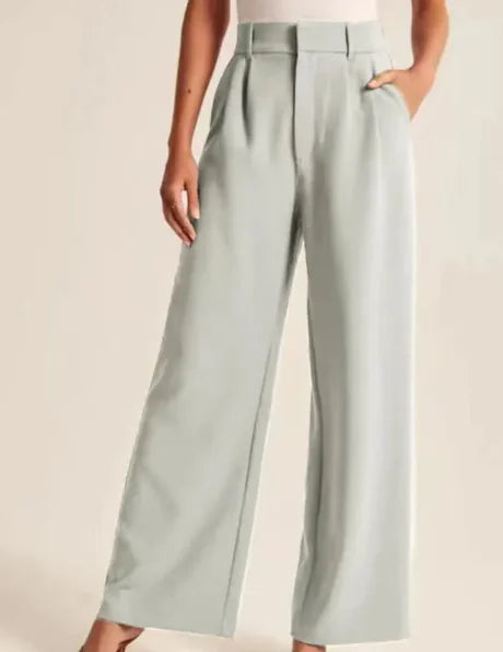 High Waist Wide Leg Pants with Belt – Women's Casual Suit Trousers