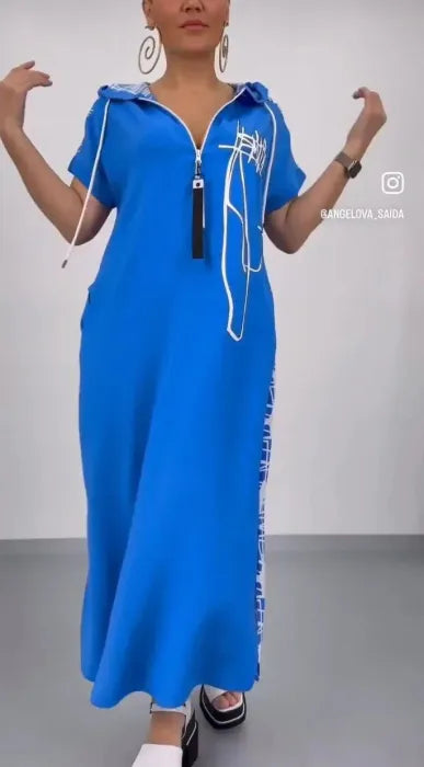 Triplechic™ Fashion Casual Dress with Stitching & Zipper