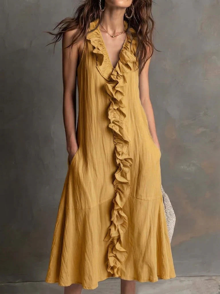 Triplechic™ LinenFlow Ruffle Dress