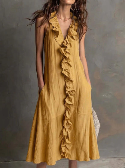 Triplechic™ LinenFlow Ruffle Dress