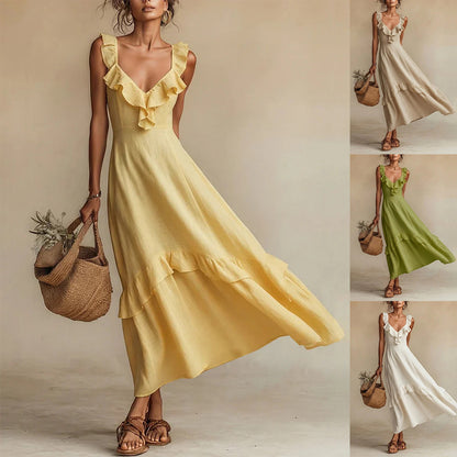 Triplechic™ LinenRuffle Flow Dress